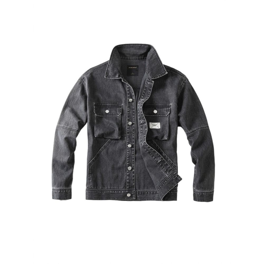 Retro Denim Jacket for Men Lapel Coat